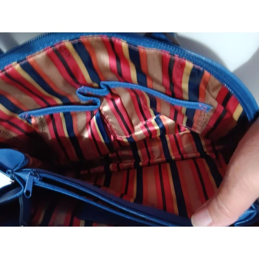 Tignanello Blue Leather Women's Hand Bag Purse 7